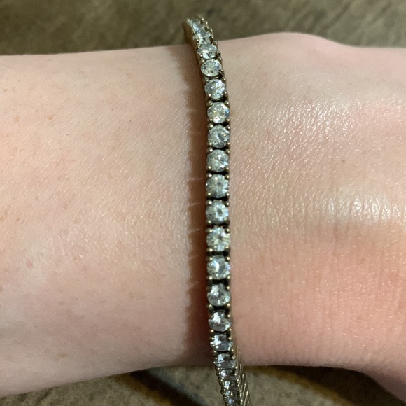 Sterling Tennis Bracelet with Imitation Diamonds - Picture 2 of 4